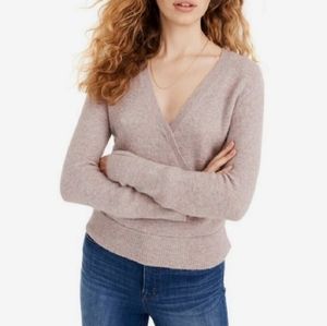 Madewell Wrap Front Pullover Sweater in Heathered Boysenberry